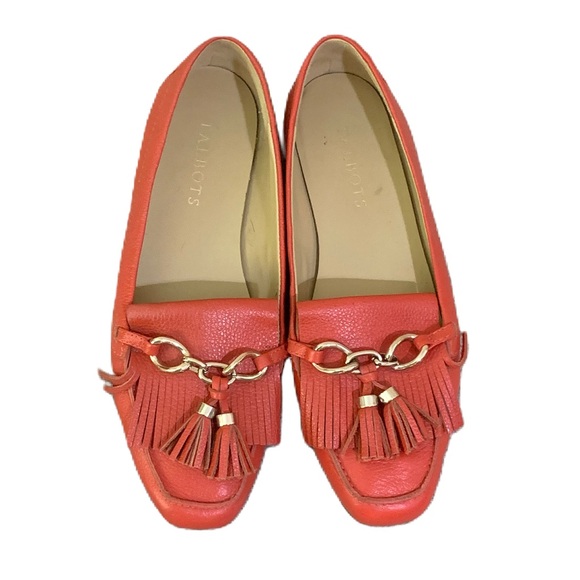 Talbots nautical red pebbled leather tassel loafers driving flats moccasins 8 - Picture 2 of 9